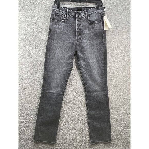Mother The Pixie Dazzler Skimp Size 32 High Rise Striaght Leg Jeans Train Stop - Picture 2 of 12